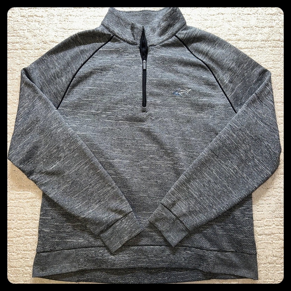 Greg Norman Quarter Zip Pullover Mens Medium Gray Space Dye Golf Shark Logo